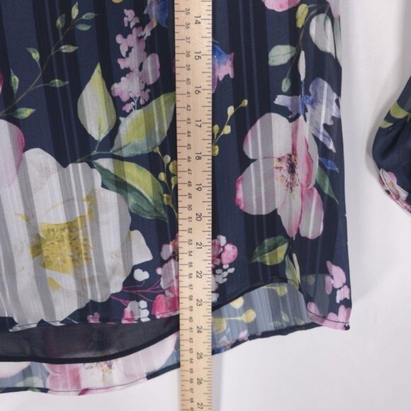 NWT Joie Women's Floral Ruffle Wrist Top Blouse S/P Pleated Tie V Neck Sheer - Picture 4 of 9